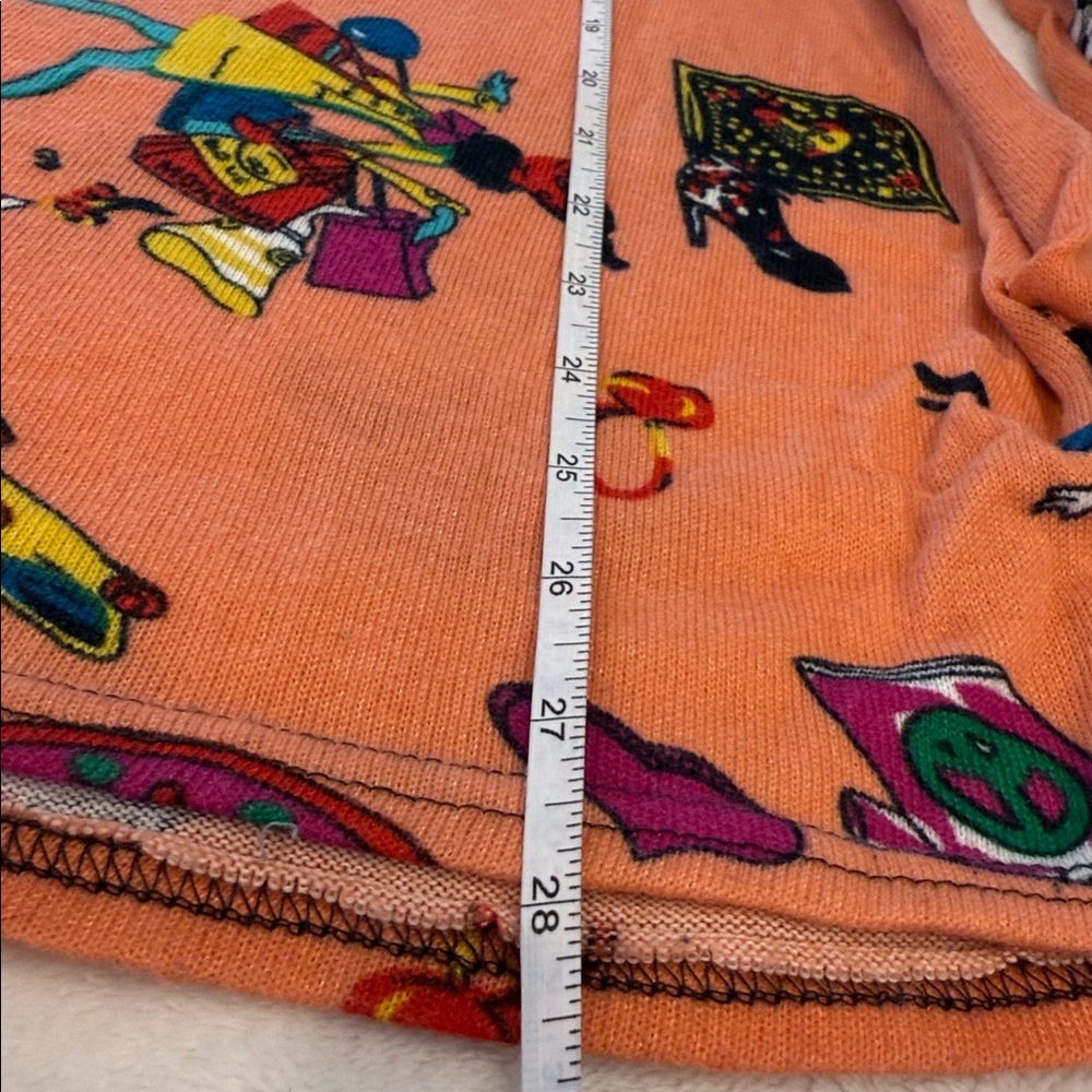 Yilia Fashion Collection funky orange novelty print sweater soft casual fun LG - Picture 10 of 10